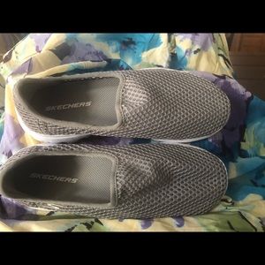 Gray mesh Skecher shoes